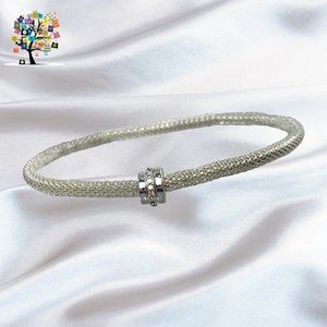 🛍️ Mesh Chain Stretch Silver w/Clear Crystals